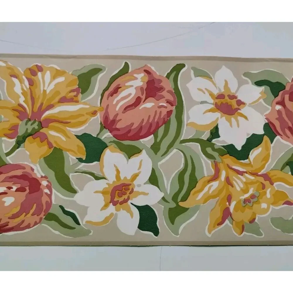 Laura Ashley Home Wallpaper Border - Vintage Spring Flowers - Taupe - 10.9 yds